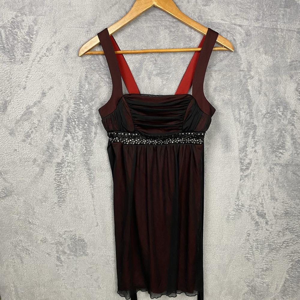 City Triangles Vintage Y2K‎ Dress Whimsigoth Black Red Sheer Babydoll Flowy M
